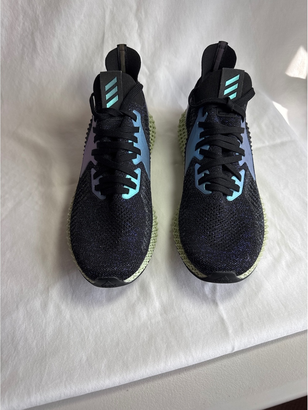 Adidas 4D Black and Blue Running Shoes Size 10